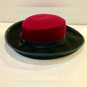 Sonni San Francisco 100% Wool Felt Black / Velvet Hat  New